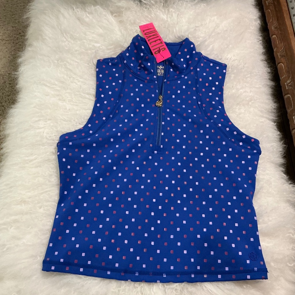 *SOLD* NWT Lilly Pulitzer Luxletic Cropped Callie Half Zip in Blue W Medium